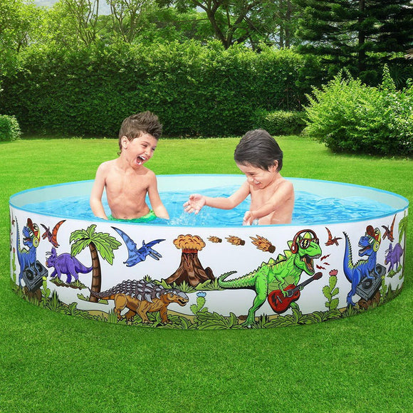 Bestway Kids Pool 183x38cm Round Above Ground Rigid Swimming Pools Dinosaur 946L - RnR Galore