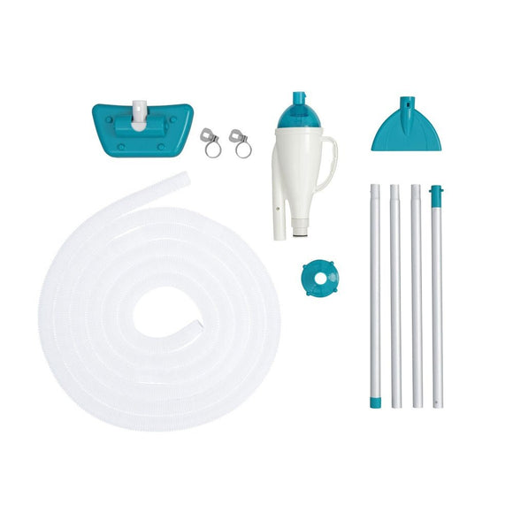 Bestway Pool Cleaner 2 Cleaning Heads Vacuum 6m Hose 1.9m Aluminium Pole - RnR Galore