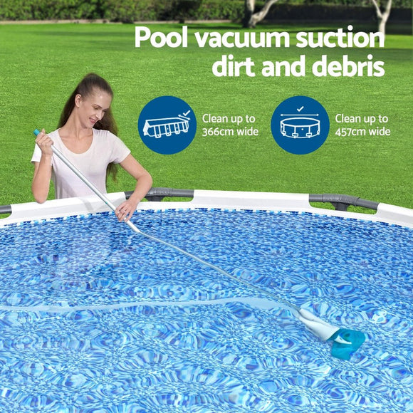 Bestway Pool Cleaner 2 Cleaning Heads Vacuum 6m Hose 1.9m Aluminium Pole - RnR Galore