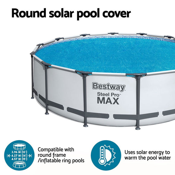 Bestway Pool Cover Solar Fits 4.17m Round Above Ground Swimming Pool Blanket - RnR Galore