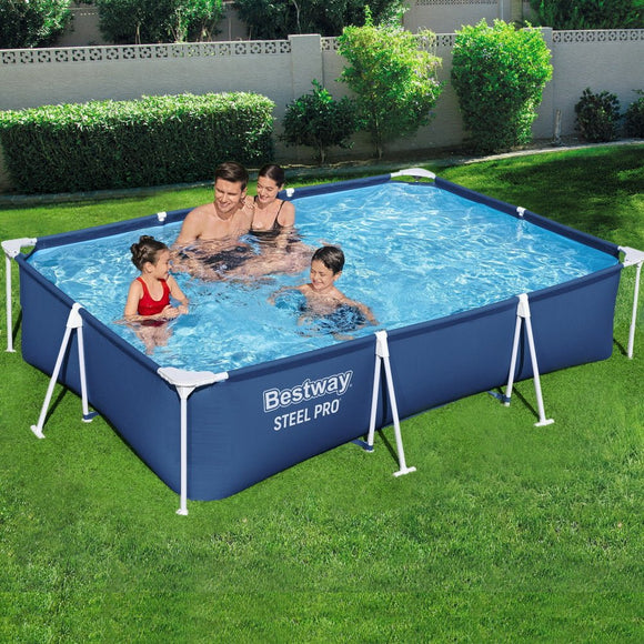 Bestway Swimming Pool 300x201x66cm Steel Frame Above Ground Pools w/ Filter Pump 3300L - RnR Galore
