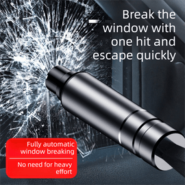 Black 2 - in - 1 Emergency Car Escape Tool - Spring - Loaded Window Breaker & Seatbelt Cutter - RnR Galore
