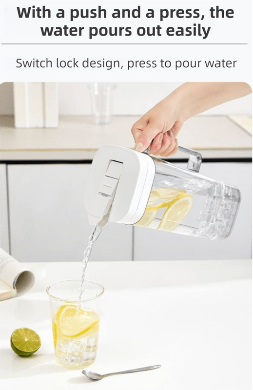 Black 2000ML Leak - Proof Flip - Top Cool Water Pitcher for Refrige Door - Cold/Heat - Resistant Stylish Iced Tea Fruit Infuser Kettle - RnR Galore