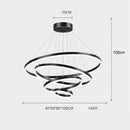 Black 3 Rings Minimalist LED Pendant Light Adjustable Circular Chandelier - RnR Galore