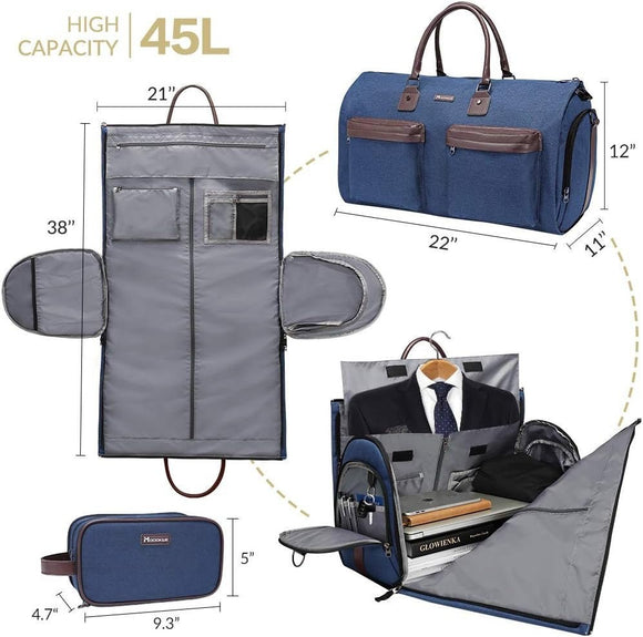 Black 45L Garment Duffel Bag - Men's Travel Suit Bag - Carry On Weekender - RnR Galore