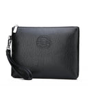 Black Classic Men's PU Leather Clutch Bag - Slim Business Wristlet & Travel Pouch - RnR Galore