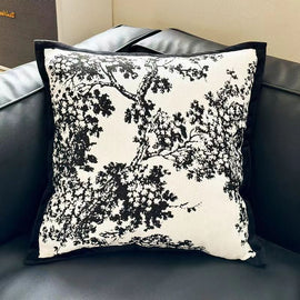 Black Elegant Black & White Tree Print Cushion Cover - Modern Home Decor - RnR Galore