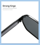 Black Frame and Black Grey Lenses Modern Retro Geometric Sunglasses - Chic Metal Frame with UV400 Lenses and Black PU Leather Protective Case - RnR Galore