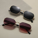 Black Frame and Black Grey Lenses Modern Retro Geometric Sunglasses - Chic Metal Frame with UV400 Lenses and Black PU Leather Protective Case - RnR Galore
