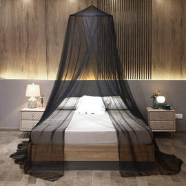 Black Hanging Princess Bed Canopy Mosquito Net - Dome Bedding for Dorm Rooms & Bedrooms (Fits 1.5m - 1.8m Beds) - RnR Galore