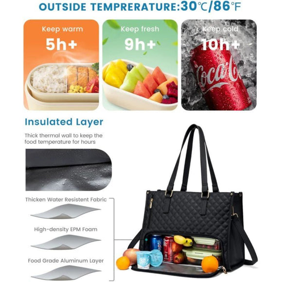 Black Insulated Lunch Bag and Laptop Cooler - Perfect for Keeping Food Fresh - RnR Galore