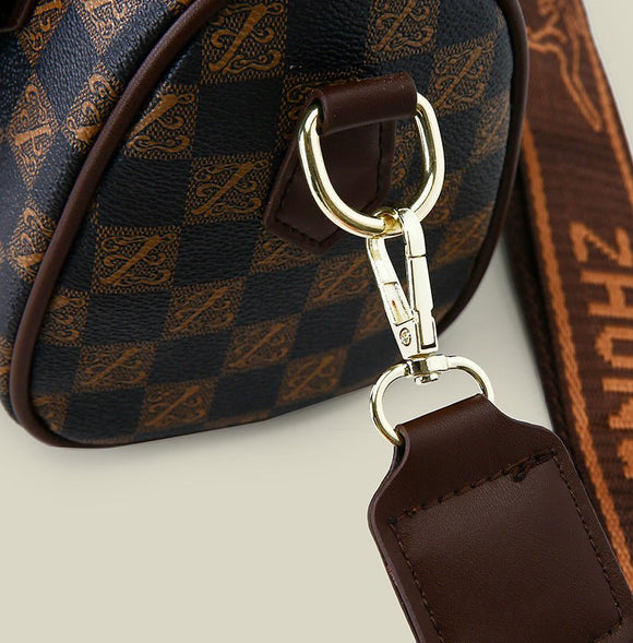 Black leopard print Stylish PU Leather Boston Bag - Elegant Retro Single Shoulder Crossbody Handbag for Women - RnR Galore