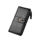Black Men's Vintage PU Leather Long Wallet - High Capacity Dual Zipper Clutch with Phone & Card Slots - RnR Galore