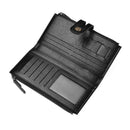 Black Men's Vintage PU Leather Long Wallet - High Capacity Dual Zipper Clutch with Phone & Card Slots - RnR Galore