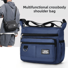 Black Men's Waterproof Oxford Cloth Crossbody Bag - Durable Anti - Theft Shoulder Backpack for Business, Travel & 10 - inch Tablet - RnR Galore