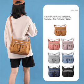 Black Multi - Pocket Lightweight Nylon Crossbody Bag – Stylish, Functional, and Spacious Shoulder Bag for Women - RnR Galore