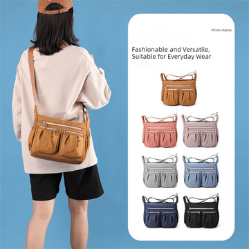Black Multi - Pocket Lightweight Nylon Crossbody Bag – Stylish, Functional, and Spacious Shoulder Bag for Women - RnR Galore