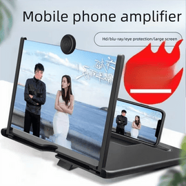 Black Portable 10 - Inch Mobile Phone Screen Magnifier with Foldable Stand - 3D HD Video Amplifier for Movies & Reading - Pull - Out Design Compatible with All Smartphones - Ideal for Home, Travel & Camping - RnR Galore