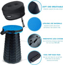 Black Portable Outdoor Telescopic Folding Stool with 100 Weight - Bearing Buckles, Lightweight and Compact Design, Perfect for Fishing, Camping, and Travel - RnR Galore