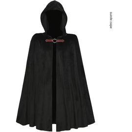 Black Shadow Wanderer Hooded Cape - Premium Velvet Robe for Jedi, Wizard & Medieval Cosplay - RnR Galore