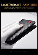 Black Sleek Carbon Fiber Vertical Wallet for Men - Slim Bifold Card Holder with Clear ID Window - RnR Galore