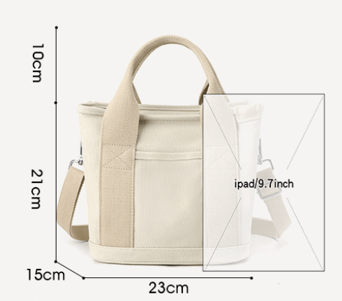 Black Small Canvas Tote Bag Crossbody Lunch Handbag with Adjustable Strap Fits 9.7 Inch Tablet for Women Daily Work and Travel - RnR Galore