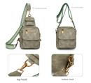 Black Stylish PU Leather Sling Crossbody Bag for Women - Multi - Pocket Chest Pack with Adjustable Wide Strap - RnR Galore