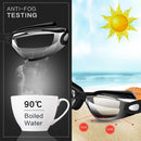 Black Swim Goggles Set with Cap, Nose Clip, Earplugs & Case: Anti - Fog UV Protection for Men & Women - RnR Galore