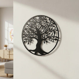 Black Tree of Life Wall Art Hanging Metal Iron Sculpture Garden 99cm - RnR Galore