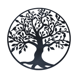 Black Tree of Life Wall Art Hanging Metal Iron Sculpture Garden 99cm - RnR Galore
