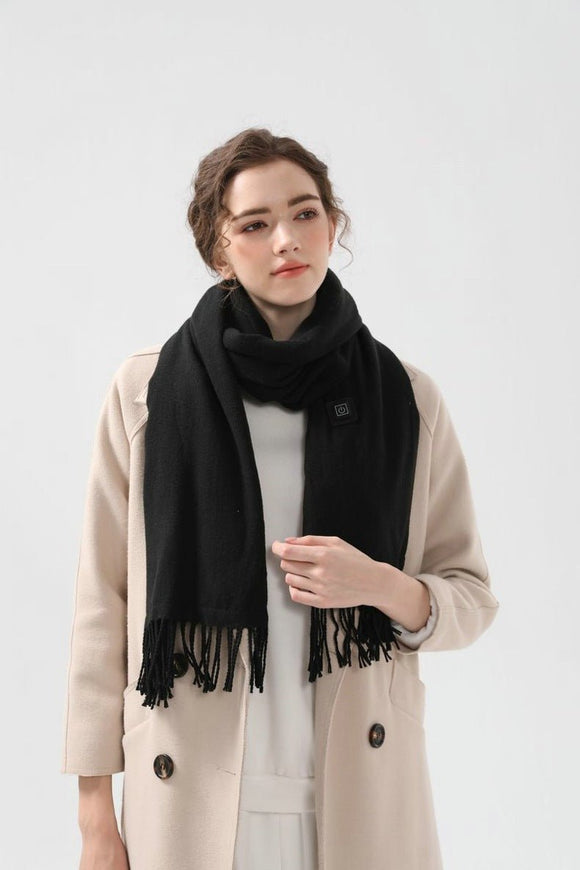 Black USB Electric Heated Scarf - 3 - Level Heat Setting Winter Neck Warmer - RnR Galore