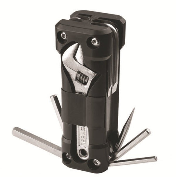 Black Versatile 16 - in - 1 Bike & Motorcycle Multi - Tool - Portable Repair Kit with Adjustable Wrench - RnR Galore