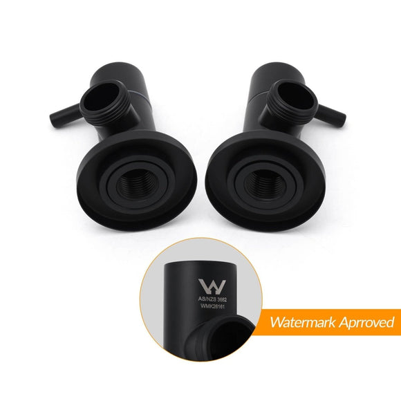 Black Washing Machine 1/4 Turn Twin Taps Laundry Room Hot Cold Water Wall Set - RnR Galore