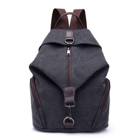 Black Women's Vintage Canvas Backpack Casual Daypack Retro College School Bag Large Capacity Rucksack for Travel Work & Daily Use - RnR Galore