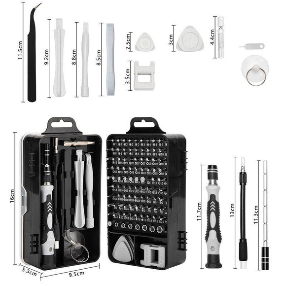 Blue and Black Professional 115 - in - 1 Precision Screwdriver Set - Magnetic Repair Tool Kit for PC, Laptop, Phone & Electronics - RnR Galore