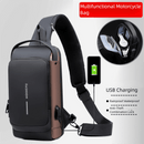 Blue and Brown Men's Anti - Theft Crossbody Sling Bag with USB Charging Port & Combination Lock - RnR Galore