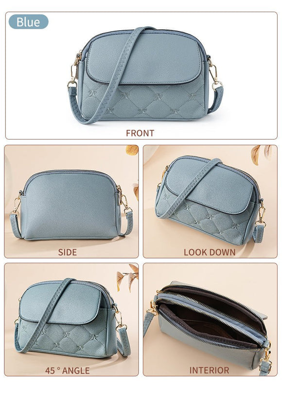 Blue Chic Quilted Crossbody Bag - Multi - Compartment PU Leather Shoulder Purse - RnR Galore