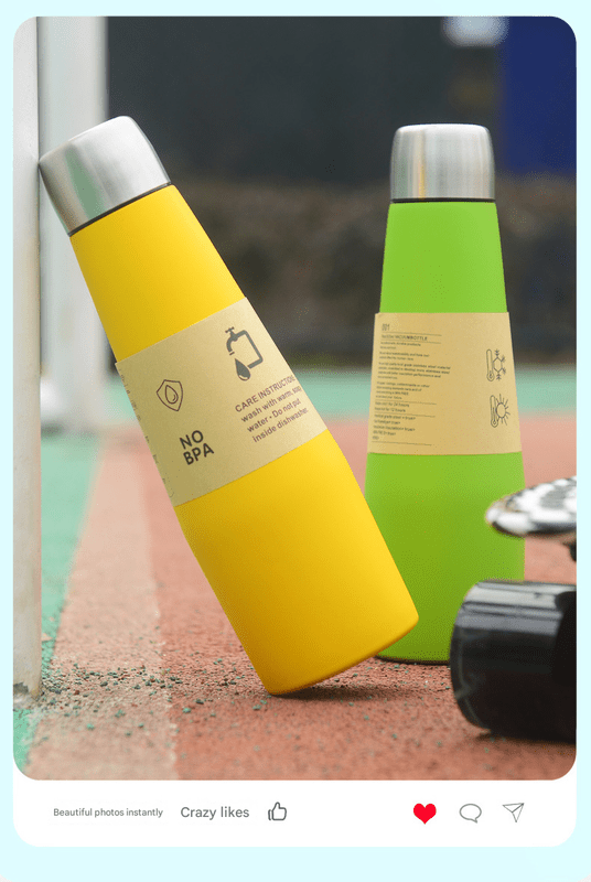 Blue Premium 304 Stainless Steel Vacuum Insulated Water Bottle - 532ml Large Capacity Sports Flask with 12 - 24 Hour Thermal Retention, Leak - Proof Portable Travel Mug for Gym, Office, Car and Outdoor Activities - RnR Galore