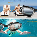 Blue Swim Goggles Set with Cap, Nose Clip, Earplugs & Case: Anti - Fog UV Protection for Men & Women - RnR Galore