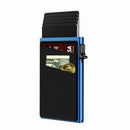 Blue Ultra - Slim RFID Blocking Pop - Up Wallet - Automatic Card Holder with Metal Case & Secure Screw Base - RnR Galore