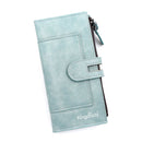 Blue Women's Stylish Long Wallet - Multi - Card Slot PU Leather Clutch with Phone Pocket & Coin Zipper - RnR Galore