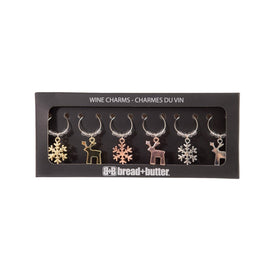 Bread and Butter (3) Snowflake and (3) Reindeer Wie Glass Charms - 6 Pack - RnR Galore