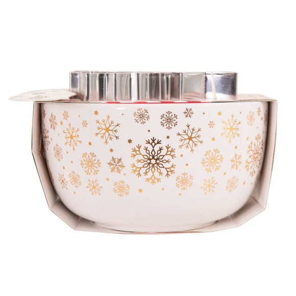 Bread and Butter Electroplate Snowflake Mini Mix Bowl Set - Gold - RnR Galore