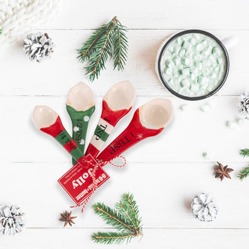 Bread and Butter Gnome Measuring Spoons - 4 Pack - Green/ Red/ White - RnR Galore