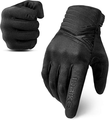 Breathable Mesh Motorcycle Gloves Touchscreen with TPR Palm Pad Hard Knuckle - Black - XLarge - RnR Galore