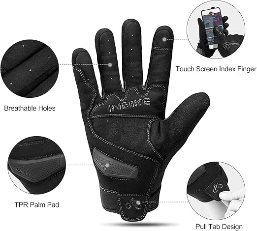 Breathable Mesh Motorcycle Gloves Touchscreen with TPR Palm Pad Hard Knuckle - Black - XXLarge - RnR Galore