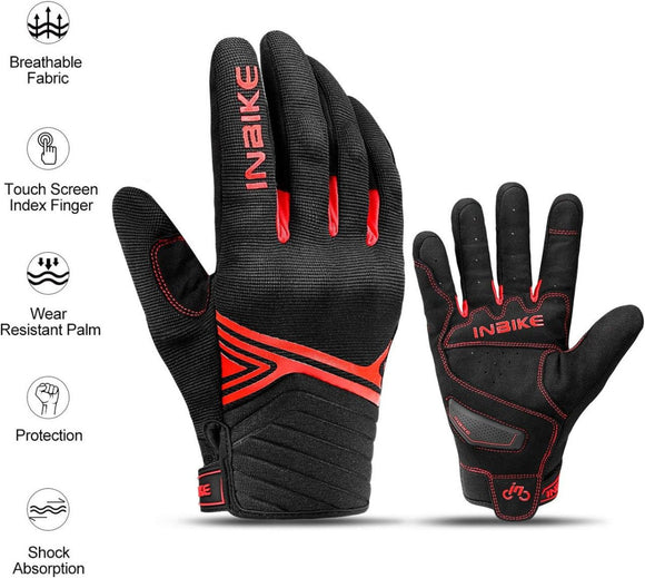 Breathable Mesh Motorcycle Gloves Touchscreen with TPR Palm Pad Hard Knuckle - Red - Large - RnR Galore