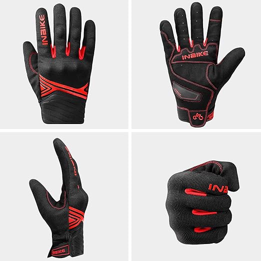 Breathable Mesh Motorcycle Gloves Touchscreen with TPR Palm Pad Hard Knuckle - Red - Medium - RnR Galore