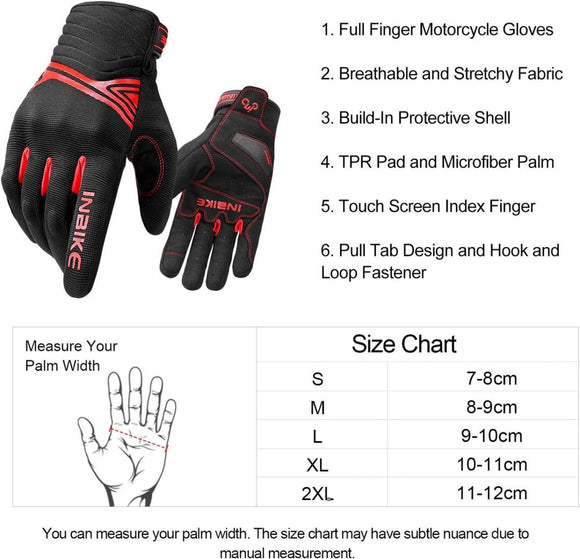 Breathable Mesh Motorcycle Gloves Touchscreen with TPR Palm Pad Hard Knuckle - Red - Small - RnR Galore