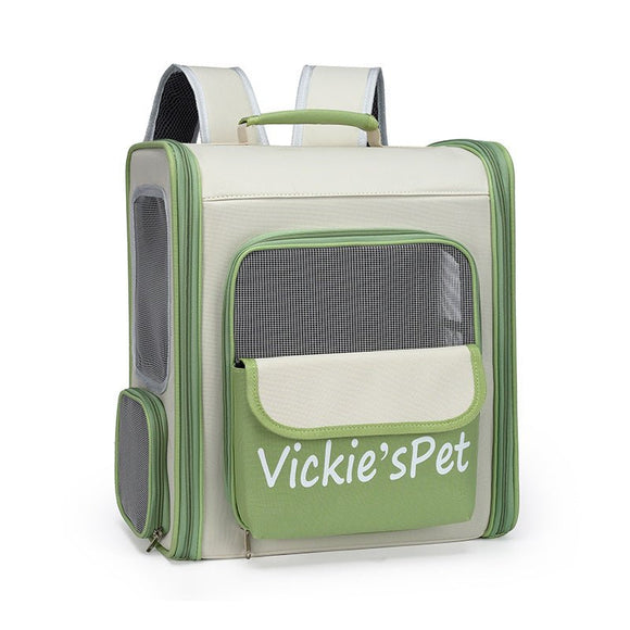 Breathable Pet Carrier Backpack - Large Capacity, Multiple Windows, Oxford Cloth(green) - RnR Galore